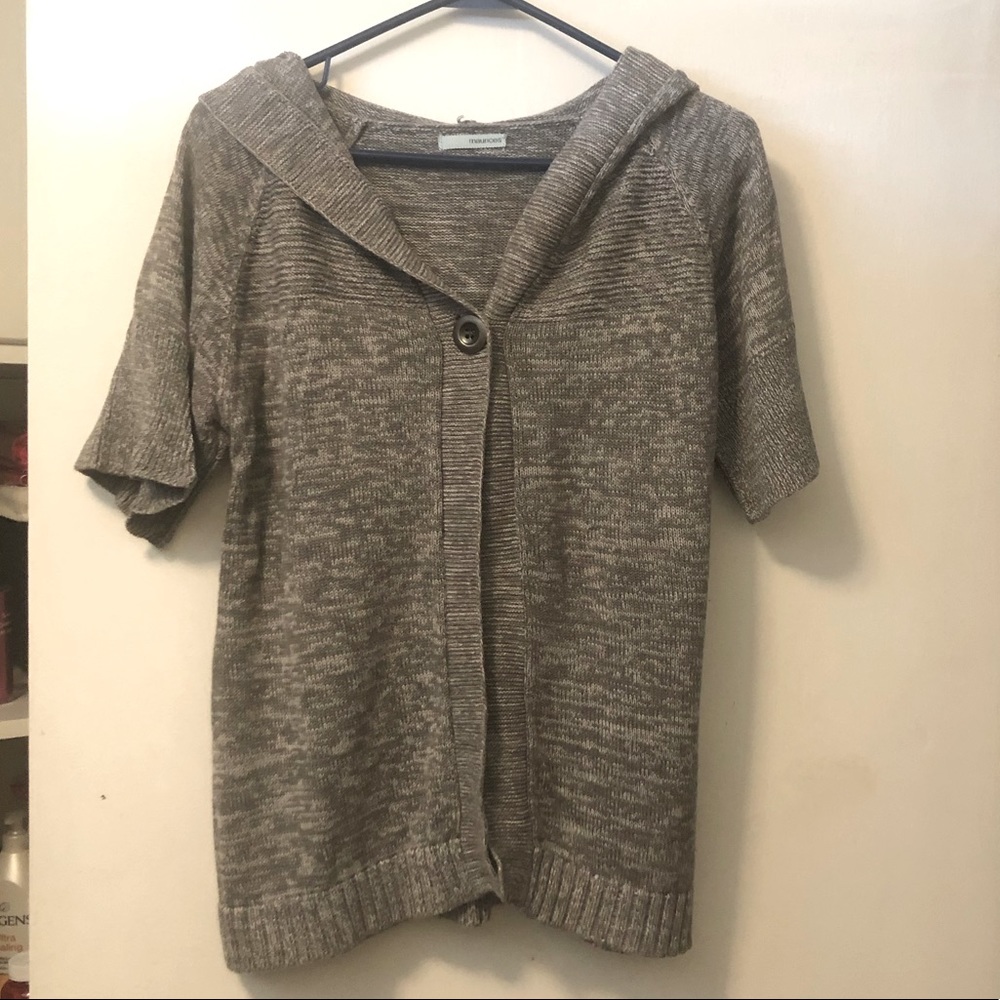 Size large gray short sleeve hooded sweater